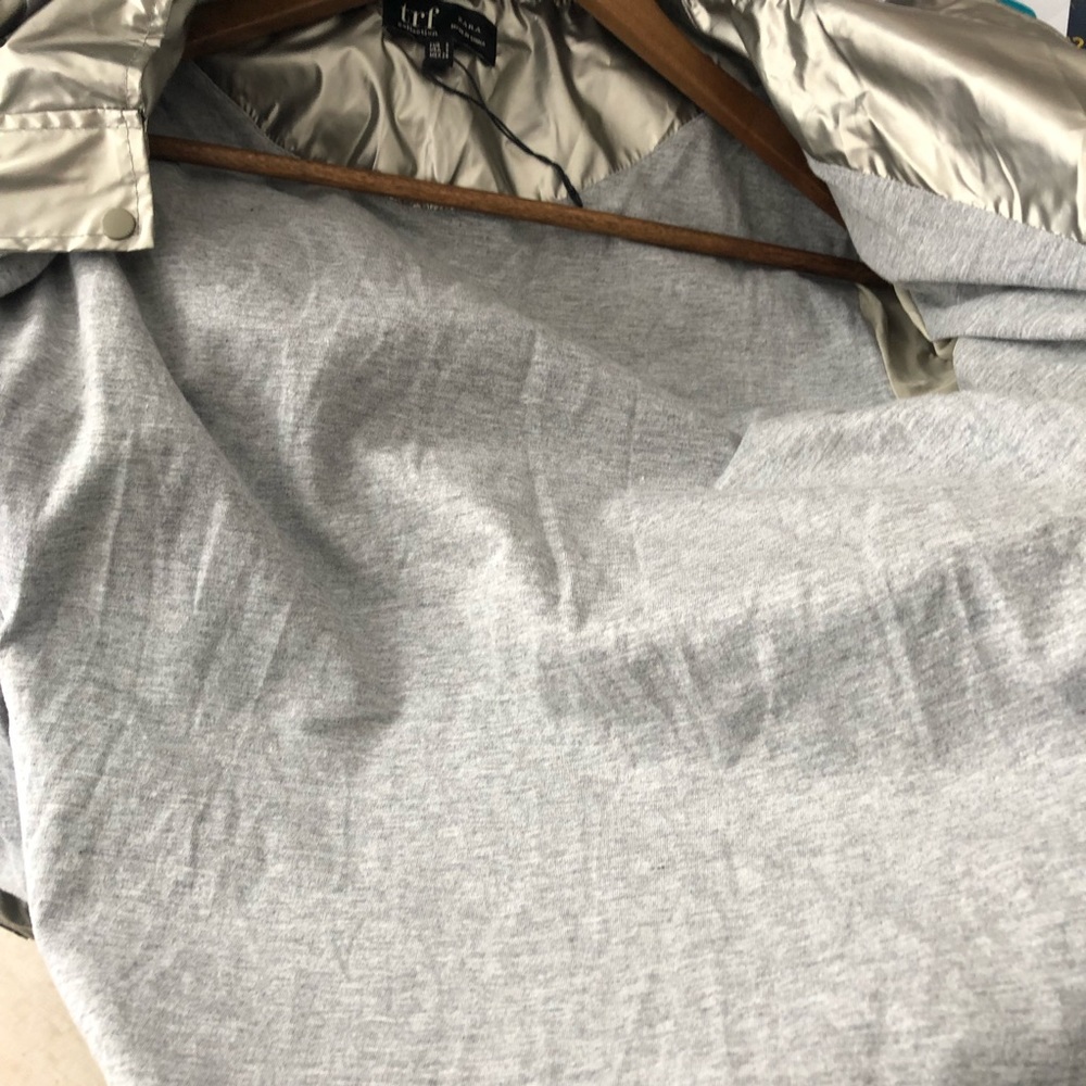 Zara Metallic Silver Hooded Raincoat - Picture 4 of 12